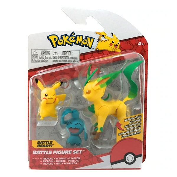 Pokémon Battle Feature Figure Set - Pikachu + Wynaut + Leafeon