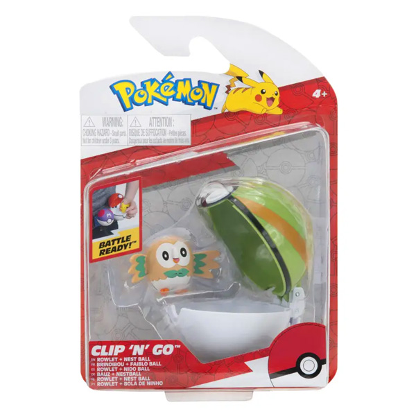 Pokémon Figure Clip 'n' Go Rowlet + Nest Ball
