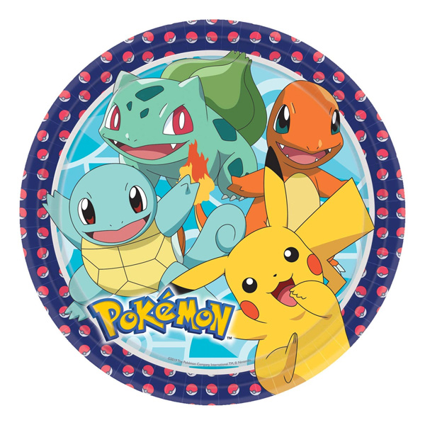 Pokémon Party Kit - Festa Compleanno Bambini - Confezione 8 Piatti Carta Grandi 23 cm