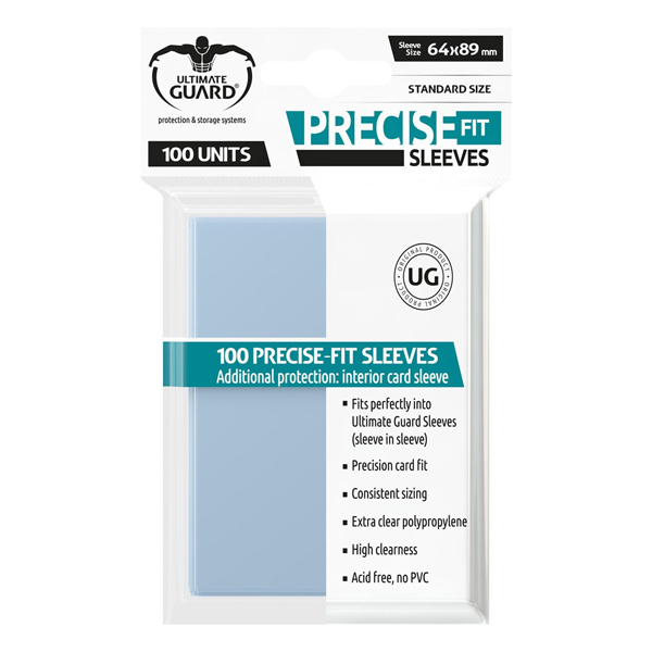 Bustine Protettive 100 Carte Perfect Size Precise-Fit Sleeves Standard Size 64x89 mm - Clear Trasparente