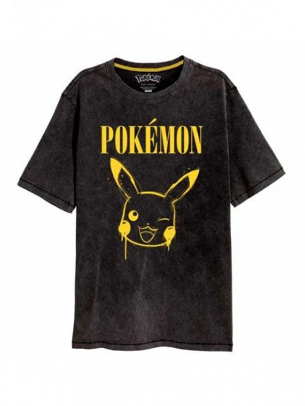 Pokemon - T-Shirt - Graffiti Pikachu Acid Wash S - taglia: s - colore: Nero