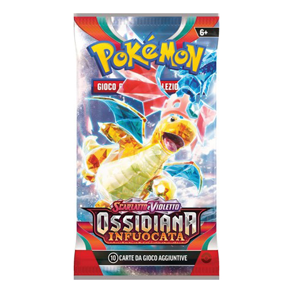Ossidiana Infuocata - Busta 10 Carte (Artwork Dragonite) - Pokémon Scarlatto e Violetto