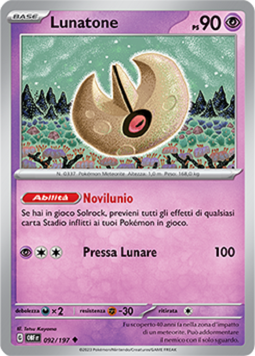 Lunatone - Reverse - Ossidiana Infuocata 092/197 - Italiano - HOLO - Nuovo