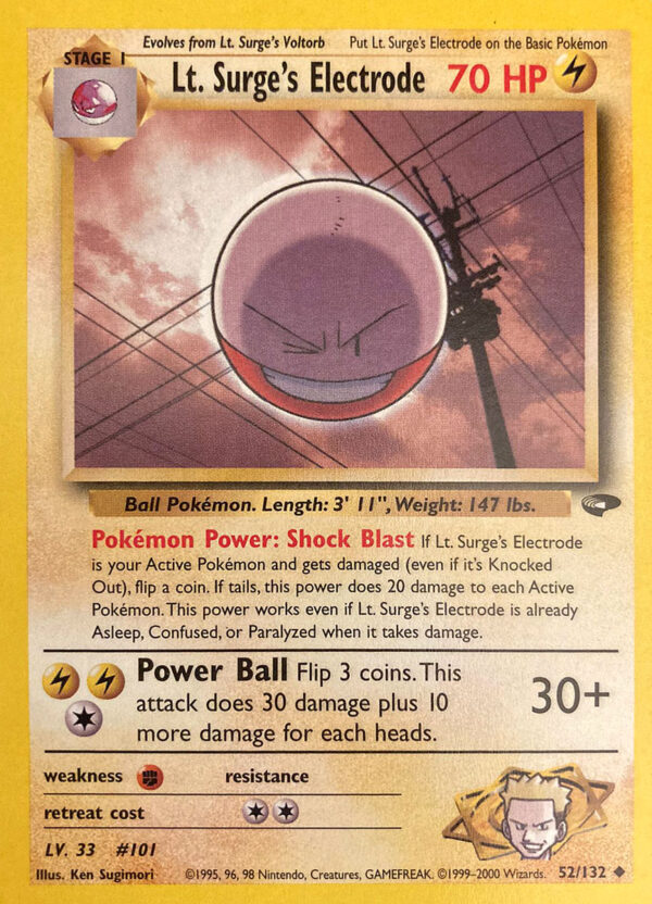 Lt. Surge's Electrode - Gym Challenge 52/132 - Inglese - Near Mint