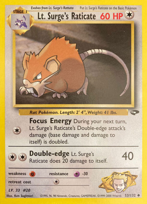 Lt. Surge's Raticate - Gym Challenge 53/132 - Inglese - Near Mint