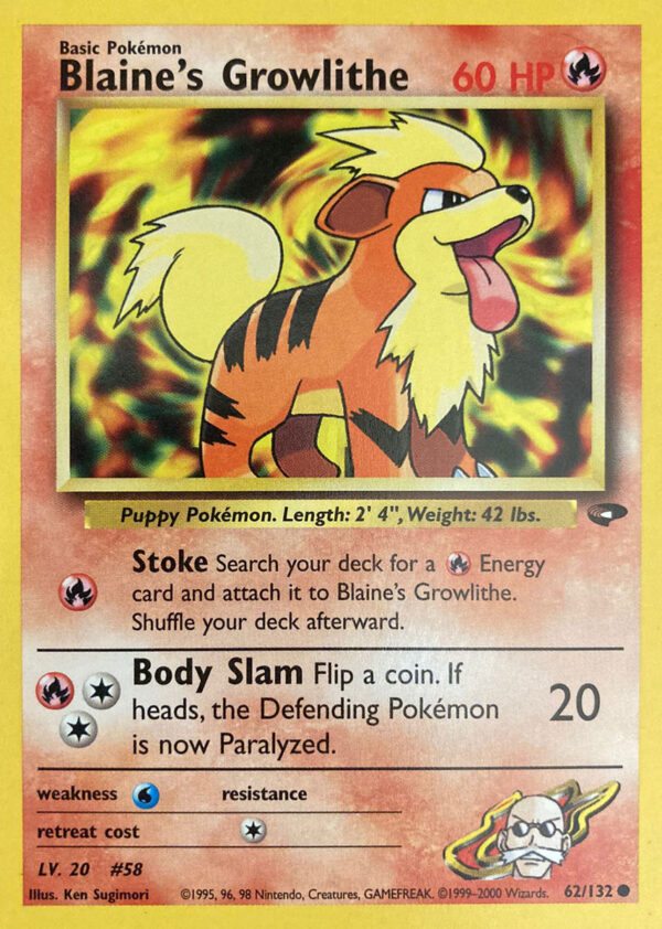 Blaine's Growlithe - Gym Challenge 62/132 - Inglese - Near Mint