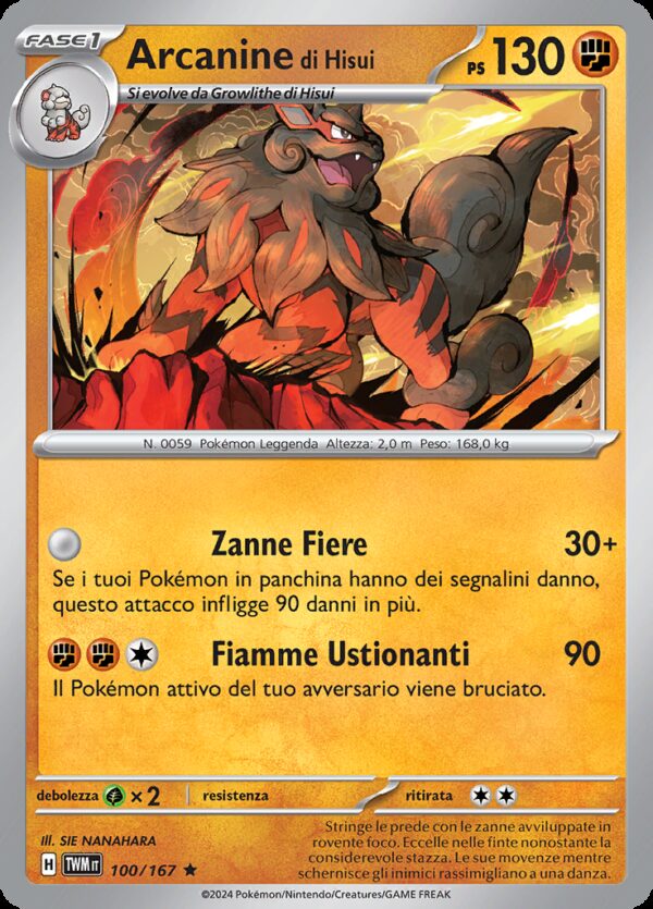 Arcanine di Hisui - Holo Reverse - Crepuscolo Mascherato 100/167 - Italiano - HOLO - Nuovo