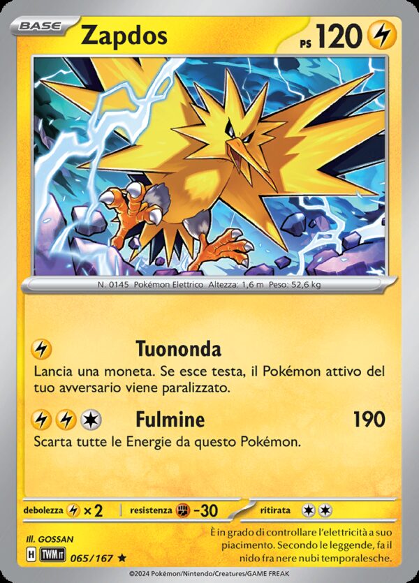 Zapdos - Holo Reverse - Crepuscolo Mascherato 65/167 - Italiano - HOLO - Nuovo