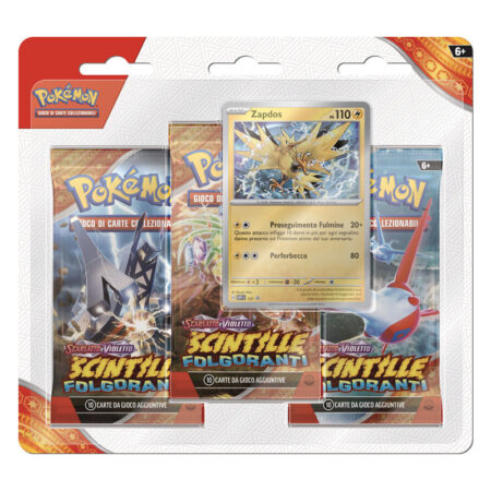 Blister 3 Buste con Carta Promo Zapdos - Scintille Folgoranti Pokémon Scarlatto e Violetto - Italiano