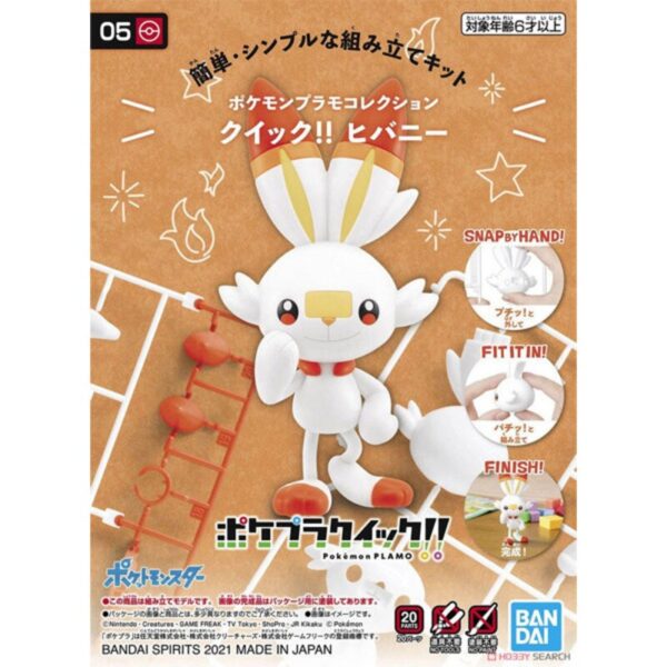 Pokémon Model Kit Pokepla Plamo Quick 05 Scorbunny - Bandai 10 Cm